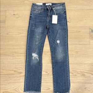 VERVET BY FLYING MONKEY Women's Blue Distressed Skinny Jeans